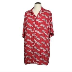 Divided Kelloggs Red White Button Down Short Sleeve Shirt XL